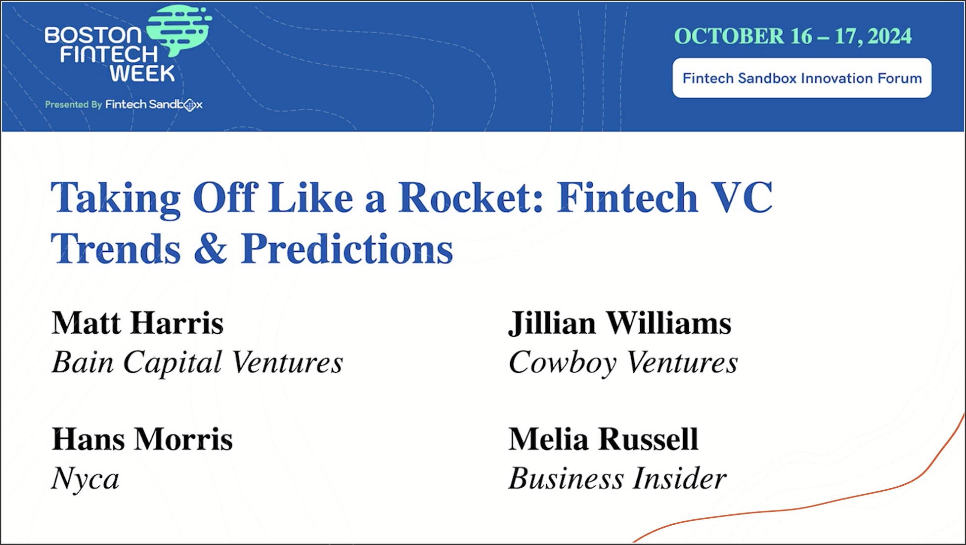 Opening slide of the Boston Fintech Week VC predictions video